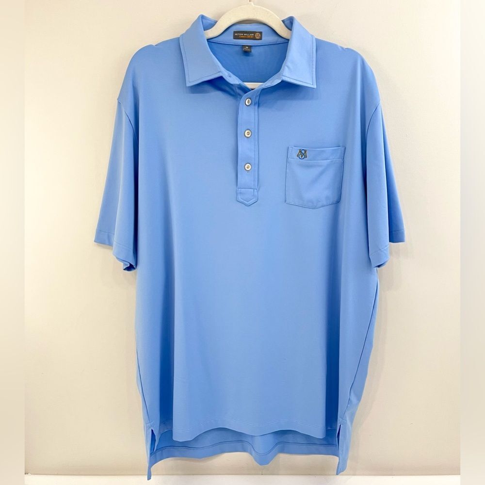 Peter Millar Summer Comfort Golf Polo Men’s Medium Sky Blue Monogram MS